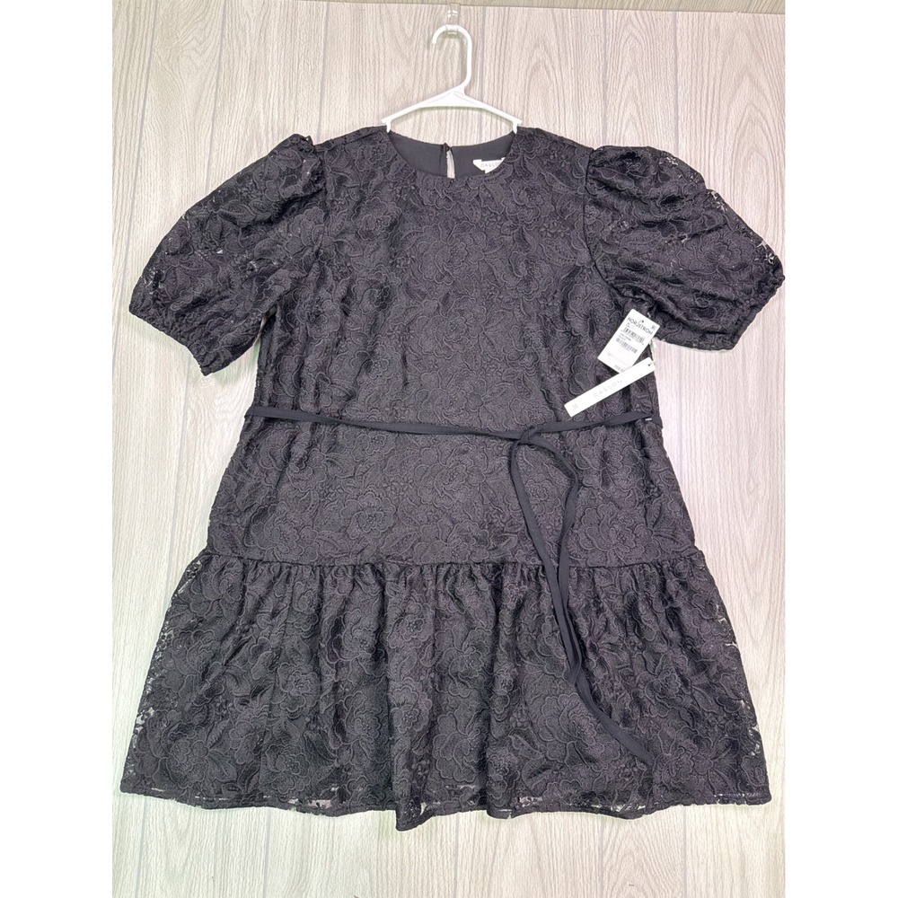 Caslon Lace Puff Sleeve Tiered Mini Dress In Black Size XL New With Tags - Picture 3 of 6